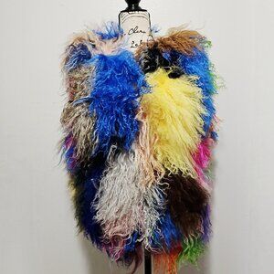 NewReal Mongolian Tibetan Fur Lambswool Sheepskin Long-hair Gilet Waistcoat Vest
